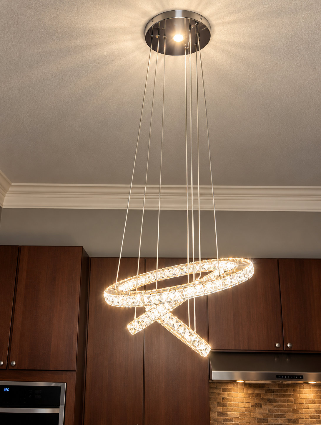 BrightNight modern crystal pendant installation